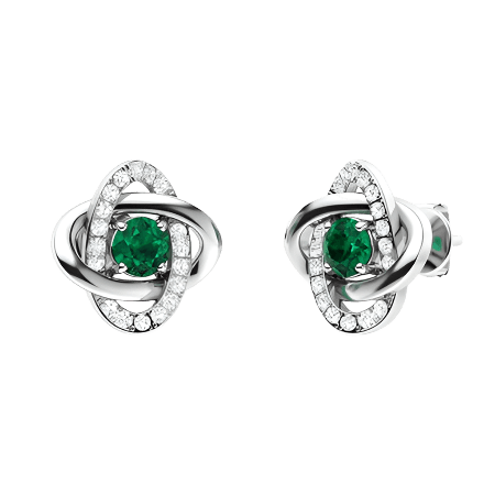 Eternal Harmony: Green Zircon Knot Stud Earrings - Silver Signature - Earrings - Coastal Charm Creators