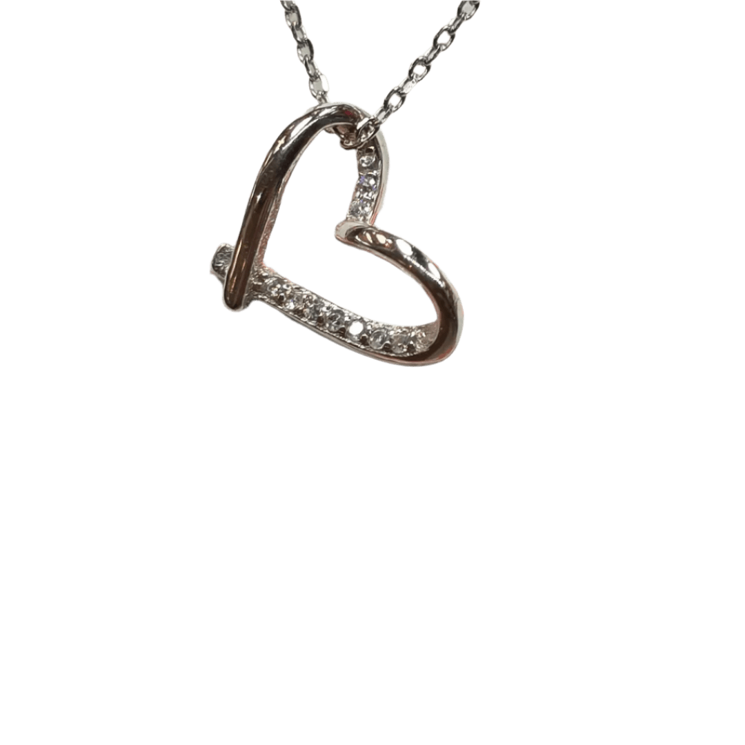 Eternal Love: Sparkling Heart Pendant Necklace - Silver Signature - Necklace - Coastal Charm Creators