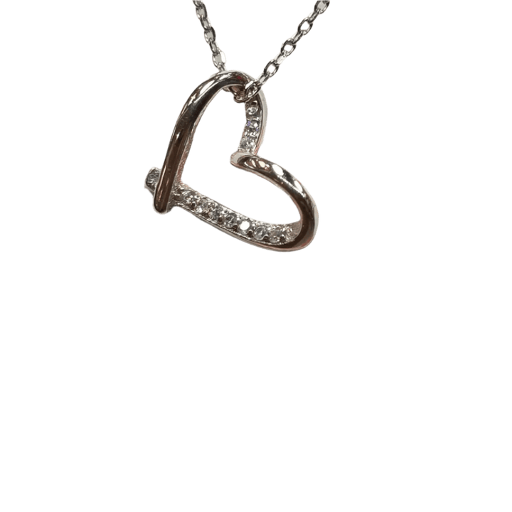 Eternal Love: Sparkling Heart Pendant Necklace - Silver Signature - Necklace - Coastal Charm Creators