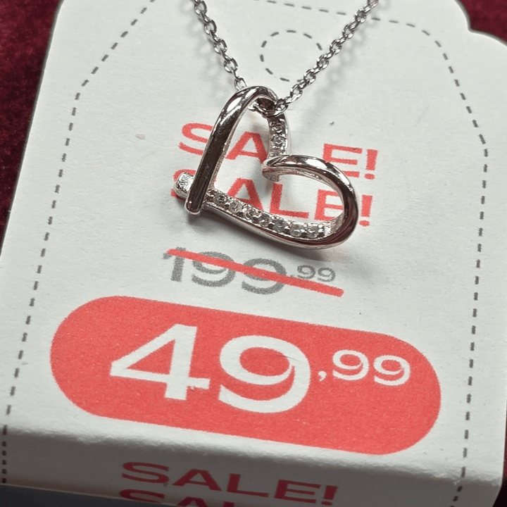 Eternal Love: Sparkling Heart Pendant Necklace - Silver Signature - Necklace - Coastal Charm Creators