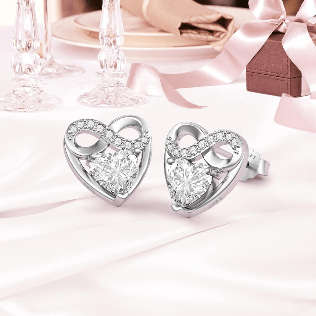 Everlasting Love: Heart & Infinity Stud Earrings - Silver Signature - Earrings - Coastal Charm Creators