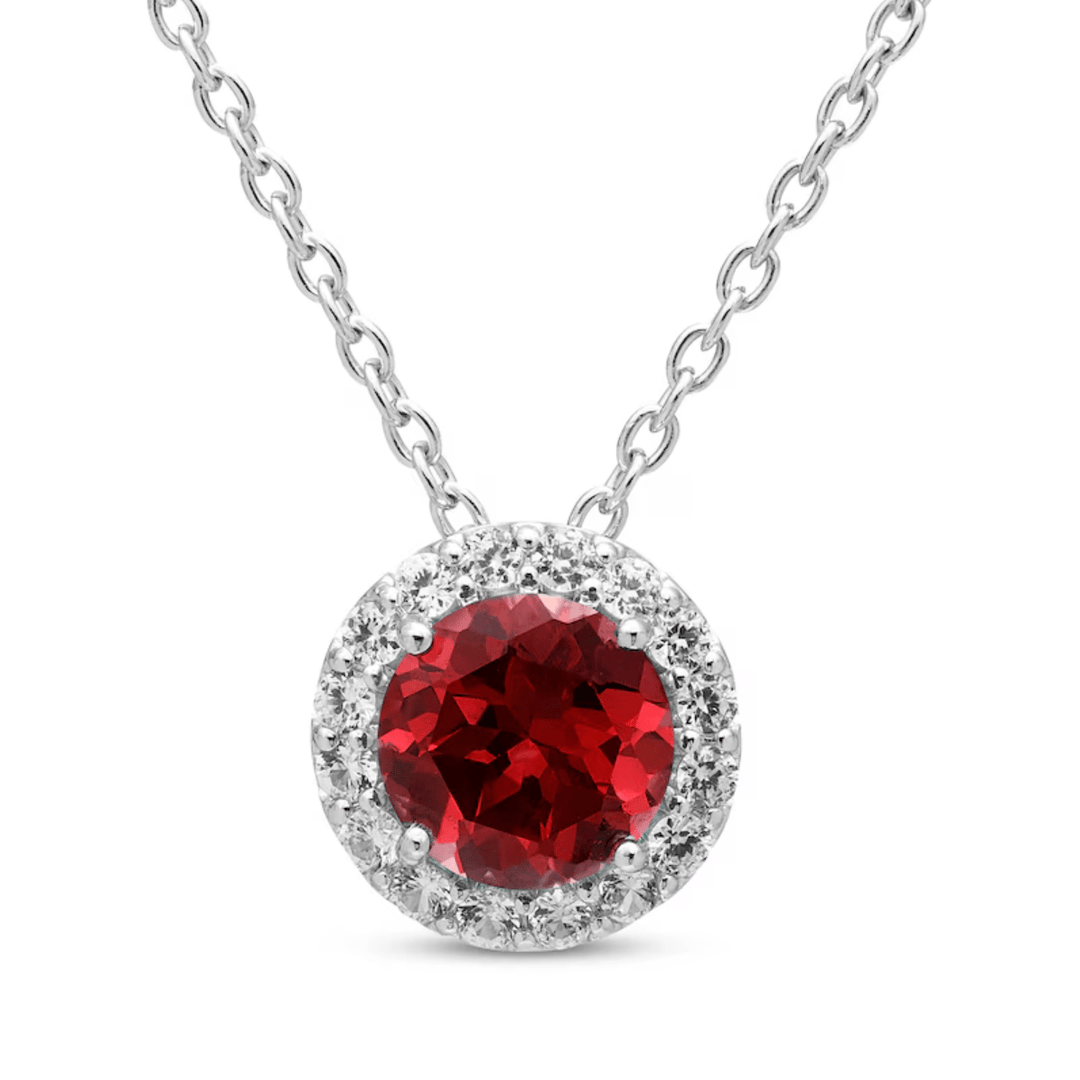 Fiery Red Ruby Halo Necklace - Crown & Opal - Necklace - Coastal Charm Creators