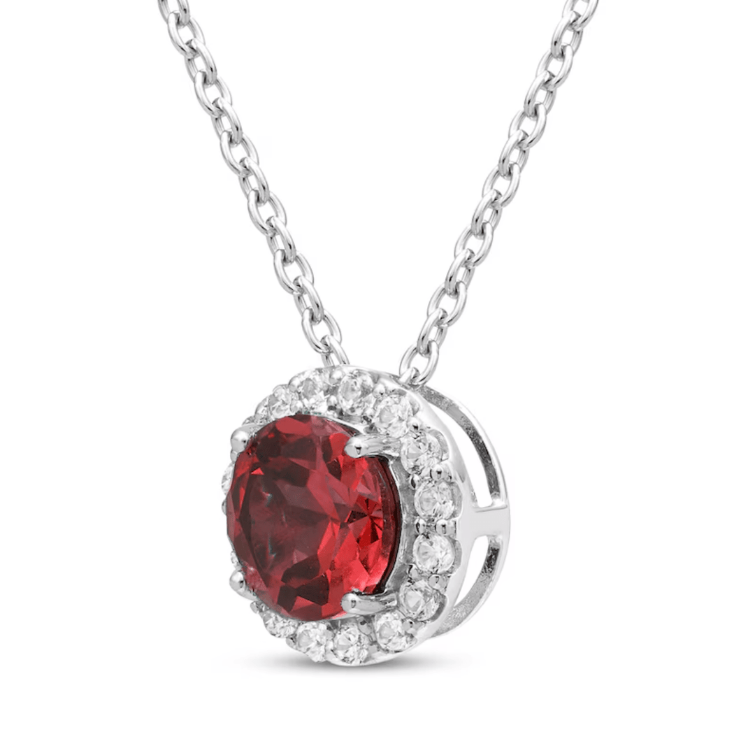 Fiery Red Ruby Halo Necklace - Crown & Opal - Necklace - Coastal Charm Creators