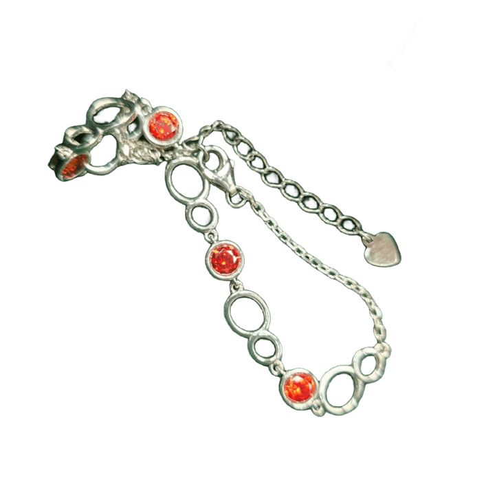 Fiery Red Ruby Silver Bracelet - Crown & Opal - Bracelet - Coastal Charm Creators