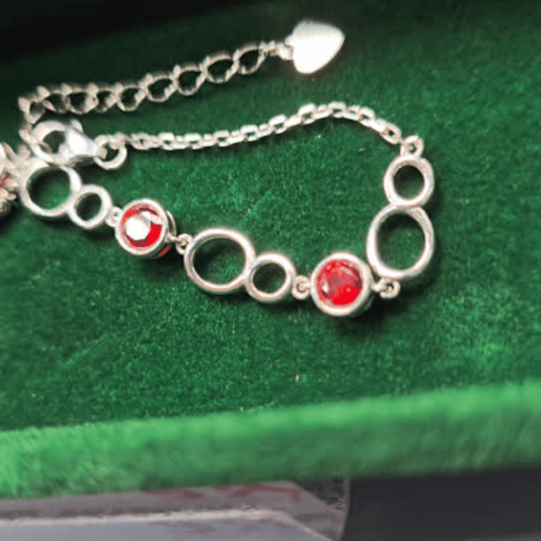 Fiery Red Ruby Silver Bracelet - Crown & Opal - Bracelet - Coastal Charm Creators