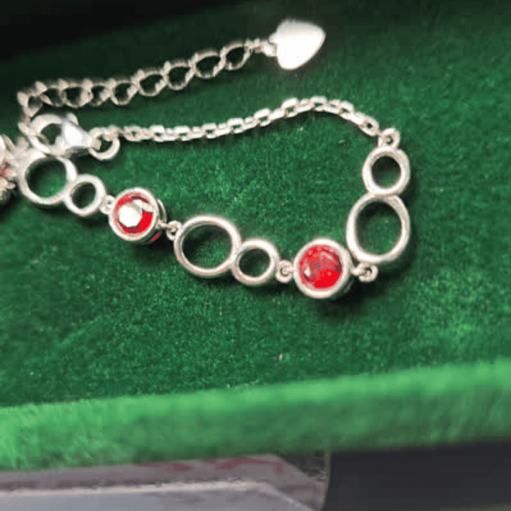 Fiery Red Ruby Silver Bracelet - Crown & Opal - Bracelet - Coastal Charm Creators