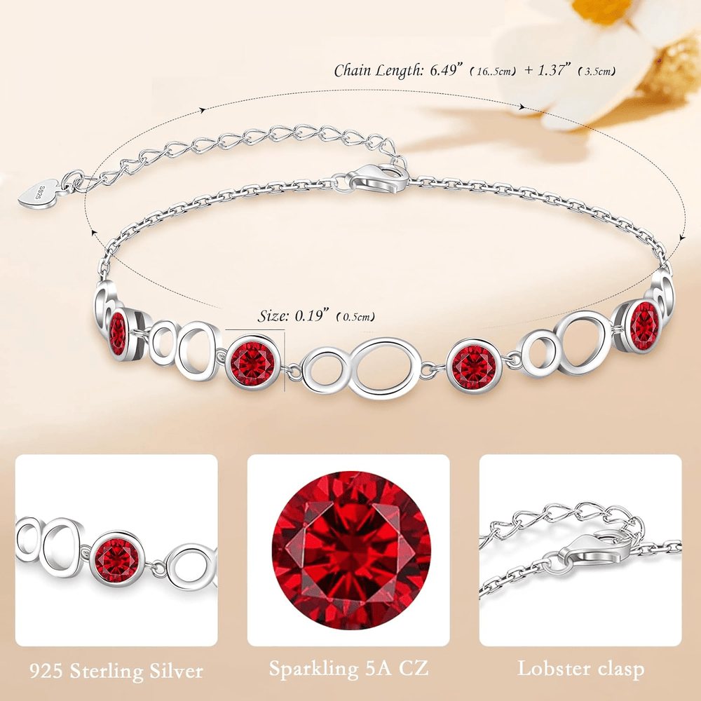 Fiery Red Ruby Silver Bracelet - Crown & Opal - Bracelet - Coastal Charm Creators