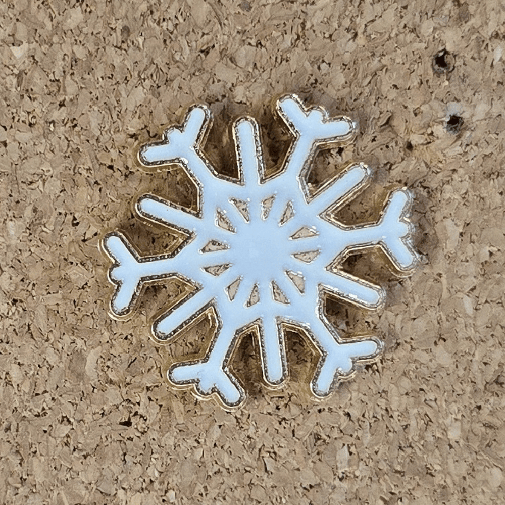 Flush White Snowflake Pin - Glitz & Gleam - Brooches - Coastal Charm Creators