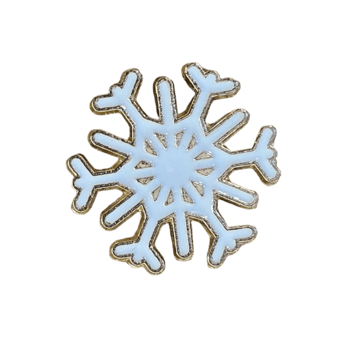 Flush White Snowflake Pin - Glitz & Gleam - Brooches - Coastal Charm Creators