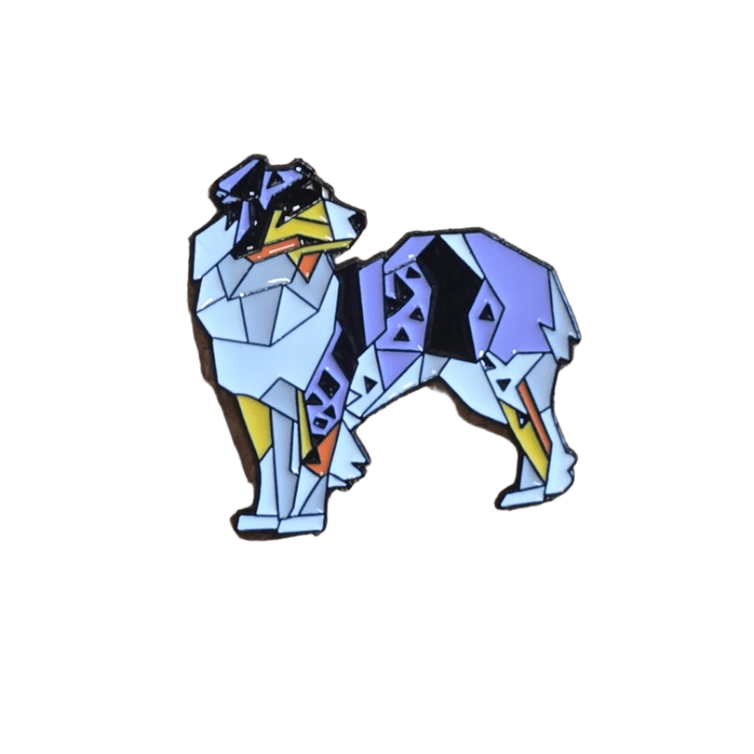 Geometric Australian Shepard Border Collie Dog Pin - Glitz & Gleam - Brooches - Coastal Charm Creators