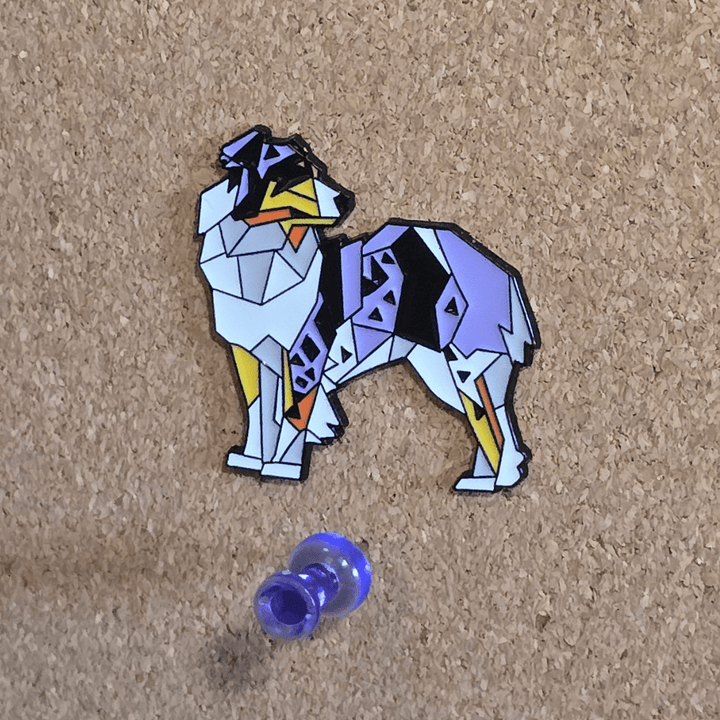 Geometric Australian Shepard Border Collie Dog Pin - Glitz & Gleam - Brooches - Coastal Charm Creators