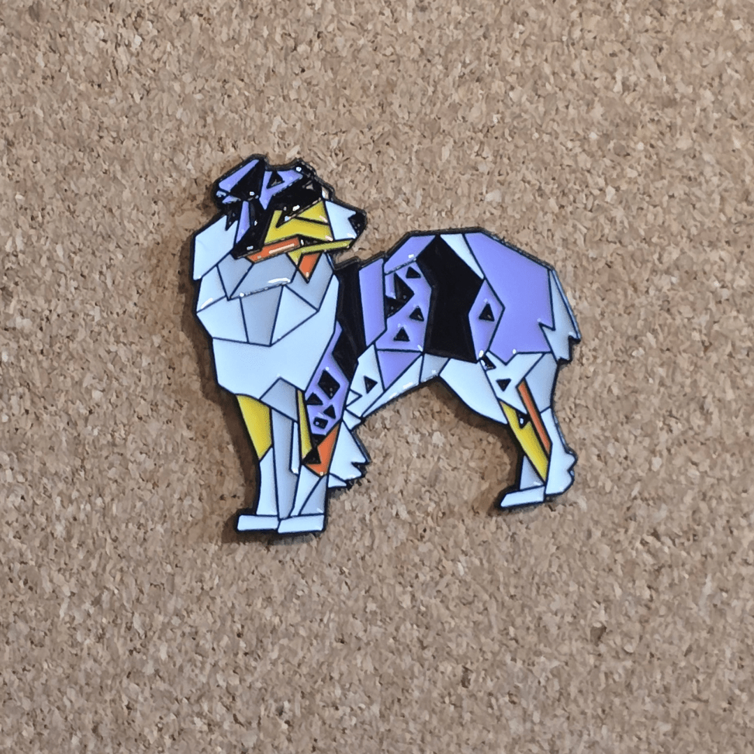 Geometric Australian Shepard Border Collie Dog Pin - Glitz & Gleam - Brooches - Coastal Charm Creators