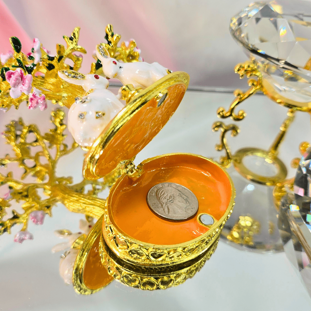 Golden Enchanted Rabbit Trinket Box - Lumina Luxe - Jewelry Box - Coastal Charm Creators