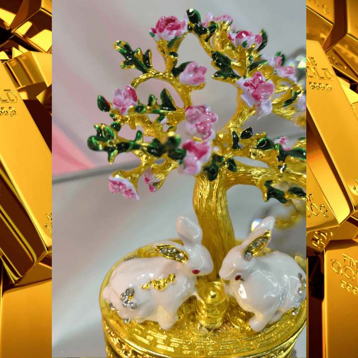 Golden Enchanted Rabbit Trinket Box - Lumina Luxe - Jewelry Box - Coastal Charm Creators