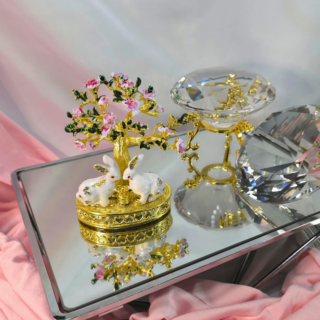 Golden Enchanted Rabbit Trinket Box - Lumina Luxe - Jewelry Box - Coastal Charm Creators