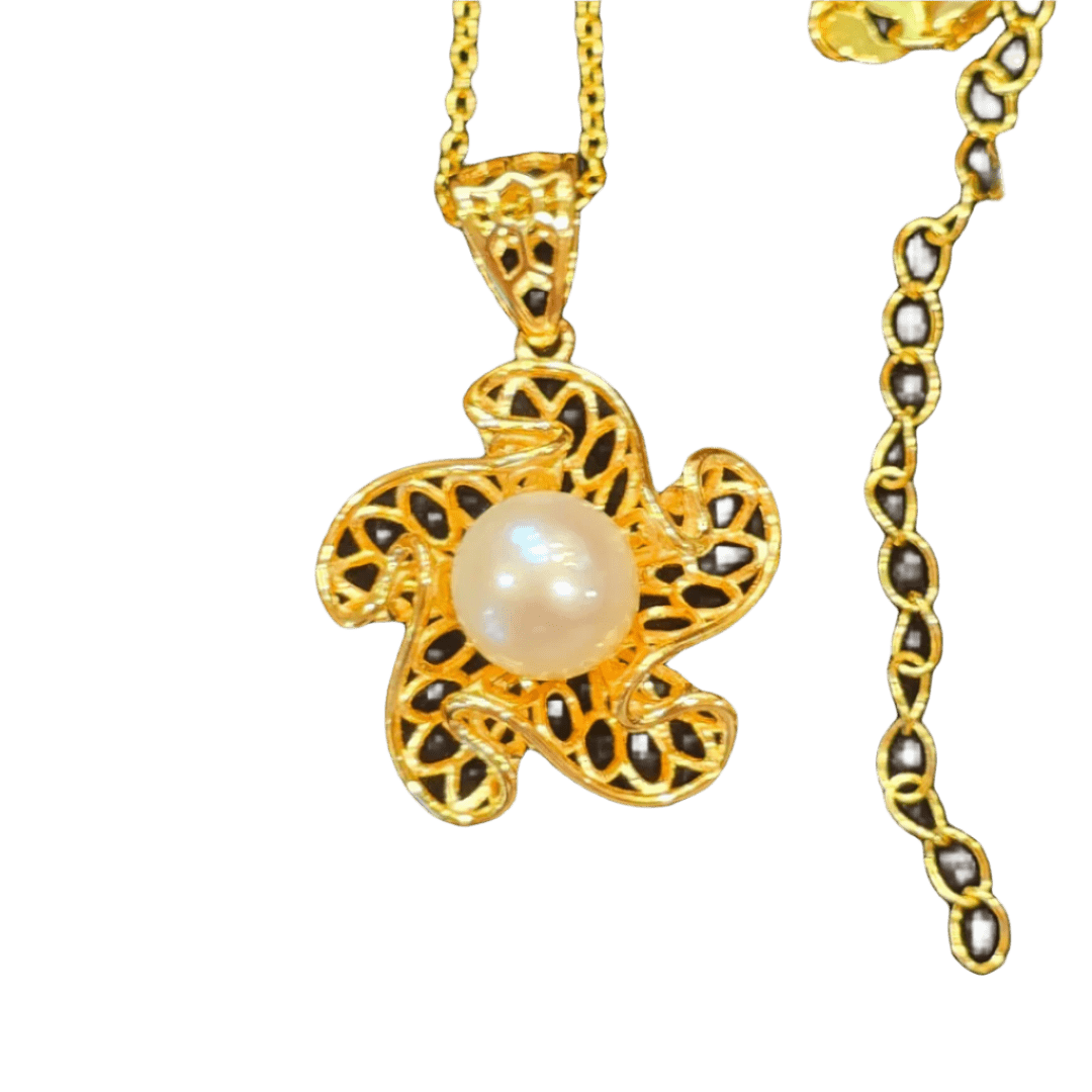 Golden Pearl Star Pendant Necklace - The Pearls - Necklace - Coastal Charm Creators