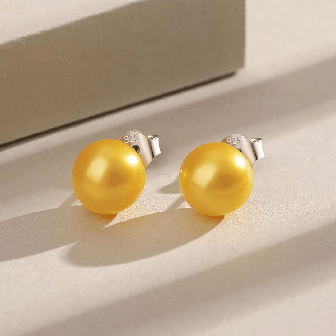 Grandiose Gamboge Pearl Stud Earrings - The Pearls - Earrings - Coastal Charm Creators