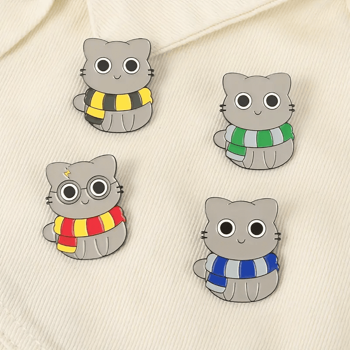 Gryffindor Scarf Cat Pin - Glitz & Gleam - Brooches - Coastal Charm Creators