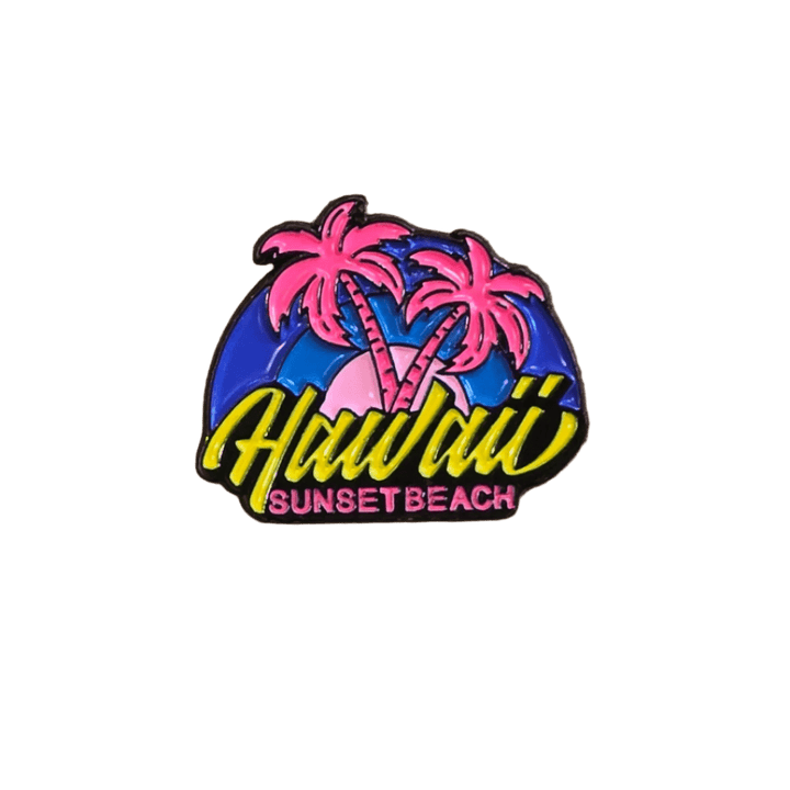 Hawaii Sunset Beach Vapor Wave Pin - Glitz & Gleam - Brooches - Coastal Charm Creators