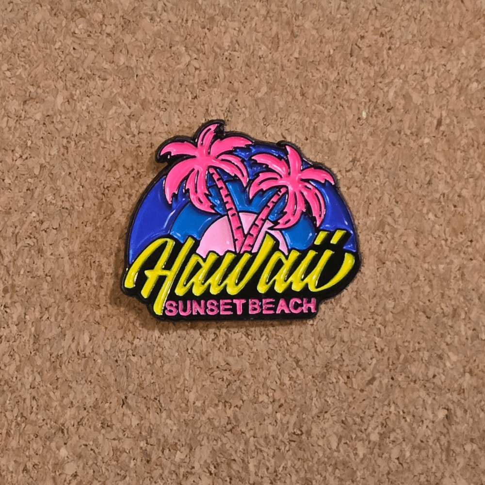 Hawaii Sunset Beach Vapor Wave Pin - Glitz & Gleam - Brooches - Coastal Charm Creators