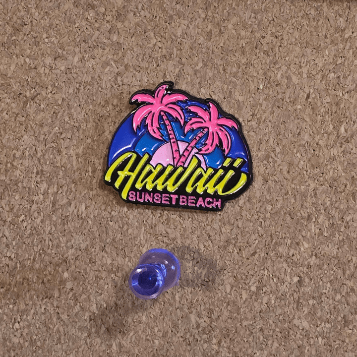 Hawaii Sunset Beach Vapor Wave Pin - Glitz & Gleam - Brooches - Coastal Charm Creators