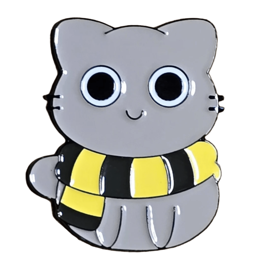 Hufflepuff Scarf Cat Pin - Glitz & Gleam - Brooches - Coastal Charm Creators