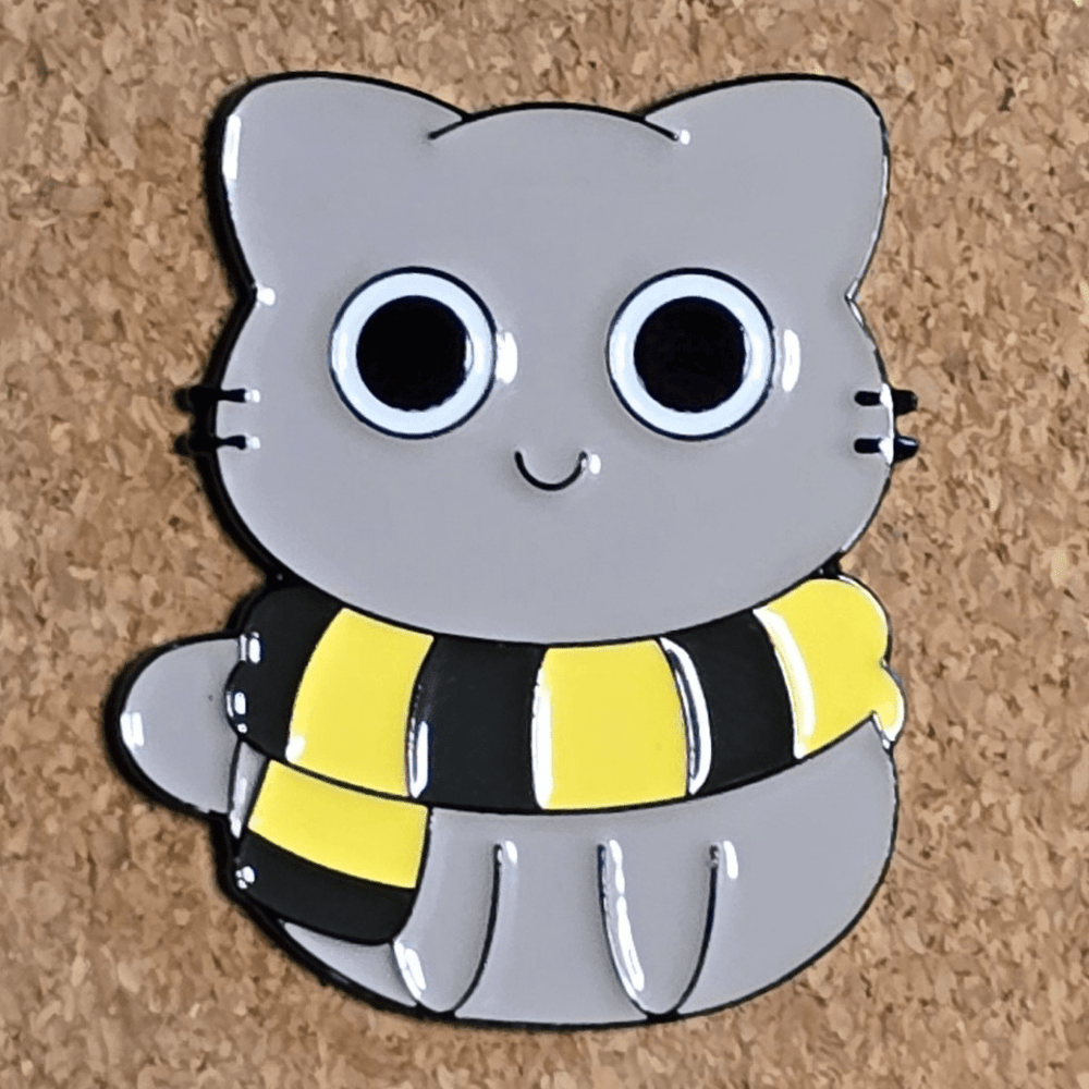 Hufflepuff Scarf Cat Pin - Glitz & Gleam - Brooches - Coastal Charm Creators