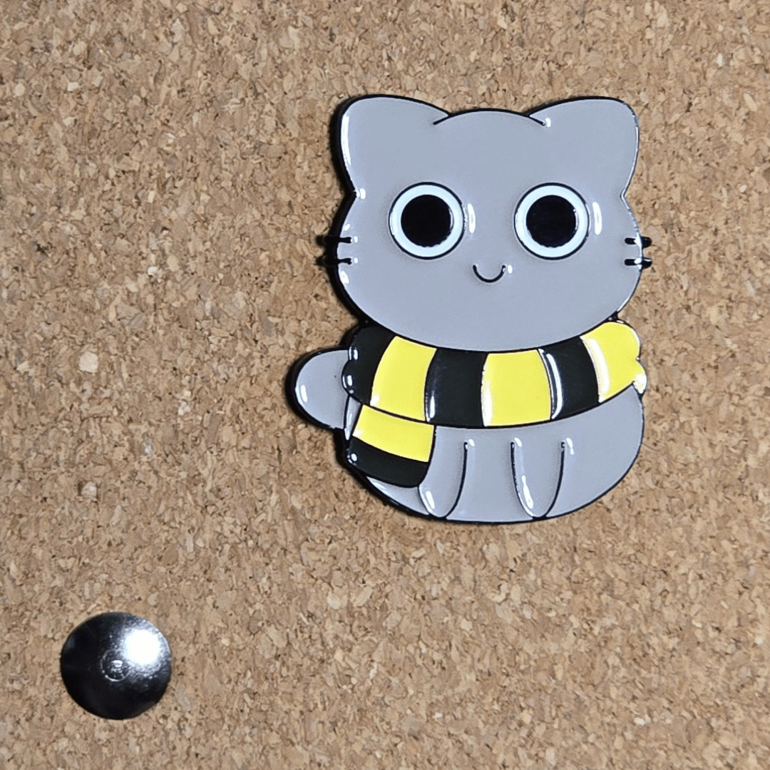 Hufflepuff Scarf Cat Pin - Glitz & Gleam - Brooches - Coastal Charm Creators