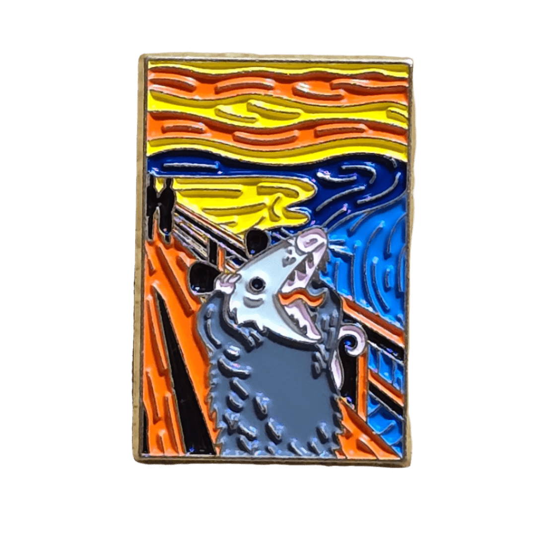 Impressionist Opossum Screaming Painting Pin - Glitz & Gleam - Brooches - Coastal Charm Creators