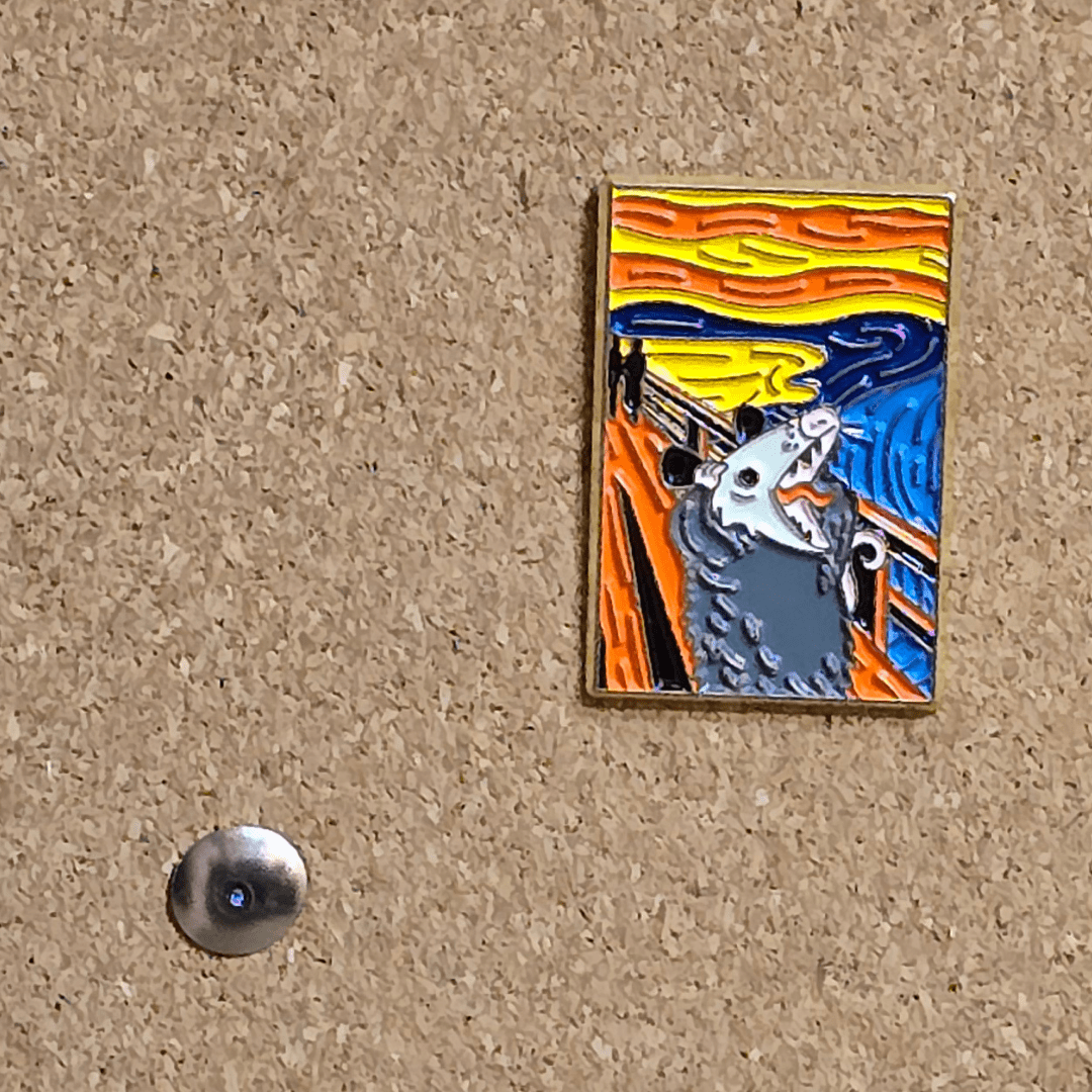 Impressionist Opossum Screaming Painting Pin - Glitz & Gleam - Brooches - Coastal Charm Creators