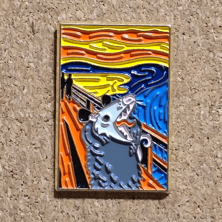 Impressionist Opossum Screaming Painting Pin - Glitz & Gleam - Brooches - Coastal Charm Creators