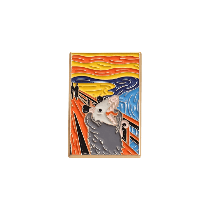 Impressionist Opossum Screaming Painting Pin - Glitz & Gleam - Brooches - Coastal Charm Creators