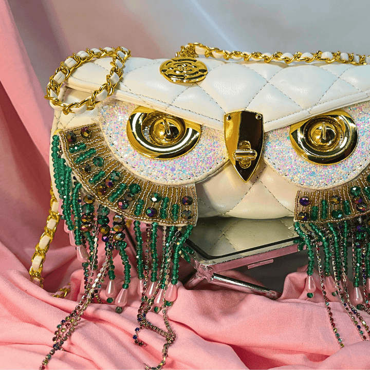 Insomniac Snow Owl Evening Bag - Lumina Luxe - Handbag - Coastal Charm Creators