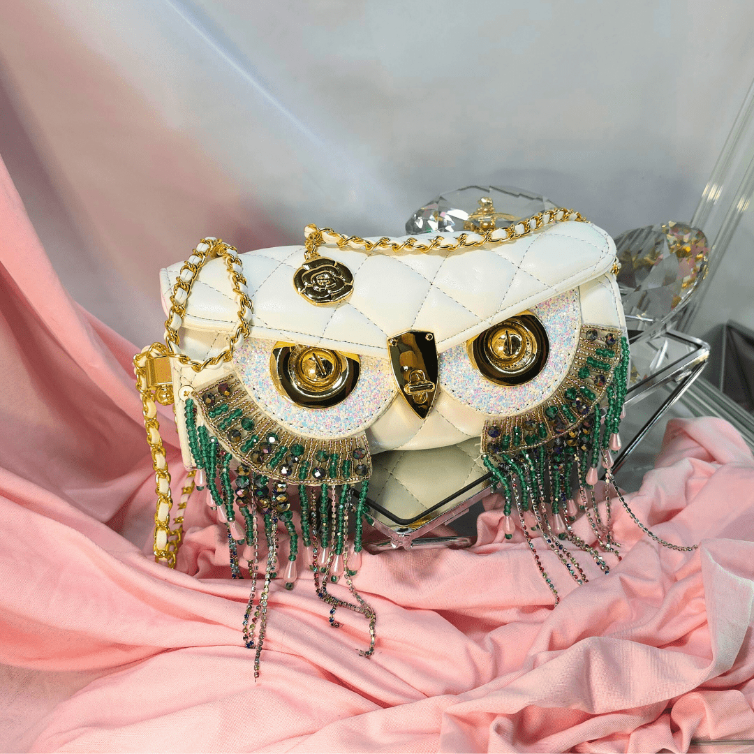 Insomniac Snow Owl Evening Bag - Lumina Luxe - Handbag - Coastal Charm Creators