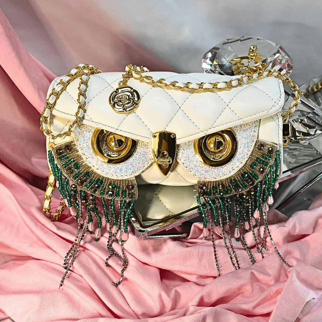 Insomniac Snow Owl Evening Bag - Lumina Luxe - Handbag - Coastal Charm Creators