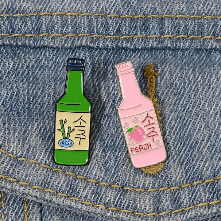 Korean Peach Soju Bottle Pin - Glitz & Gleam - Brooches - Coastal Charm Creators