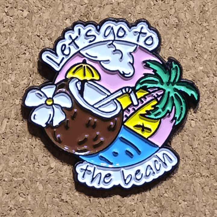 Let's go to the Beach Vapor Wave Pin - Glitz & Gleam - Brooches - Coastal Charm Creators