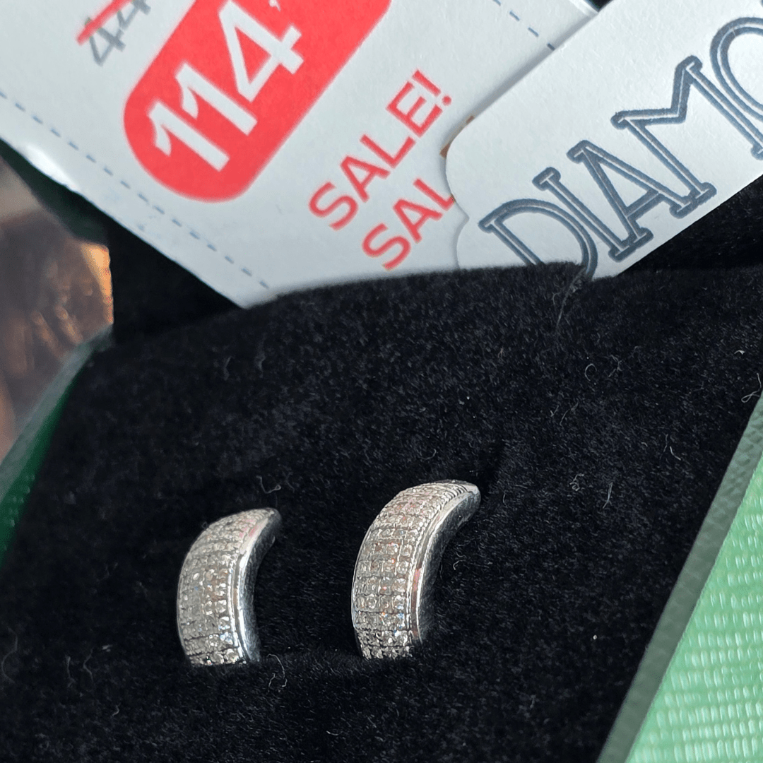 Luxe Radiance: Pavé Diamond Huggie Earrings - Diamond Dew - Earrings - Coastal Charm Creators