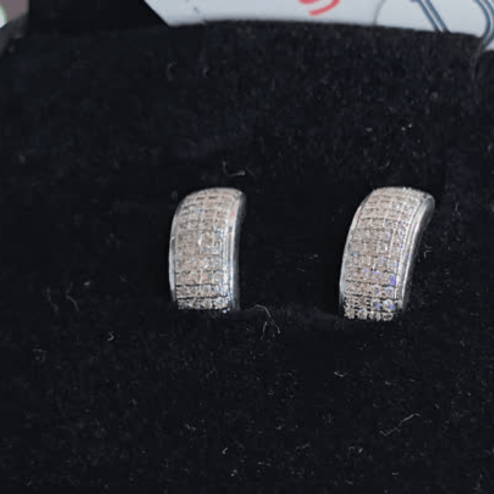 Luxe Radiance: Pavé Diamond Huggie Earrings - Diamond Dew - Earrings - Coastal Charm Creators