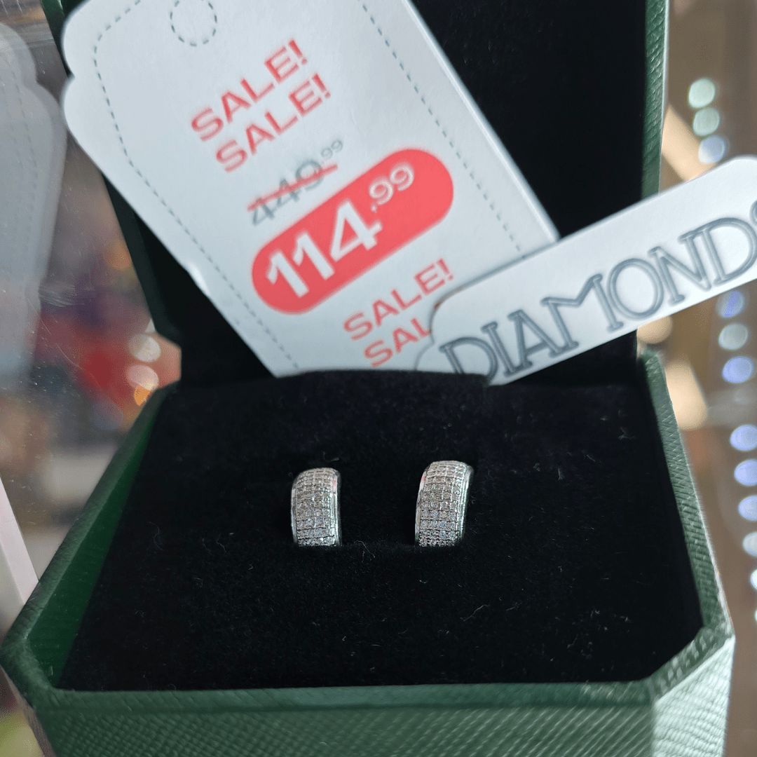 Luxe Radiance: Pavé Diamond Huggie Earrings - Diamond Dew - Earrings - Coastal Charm Creators