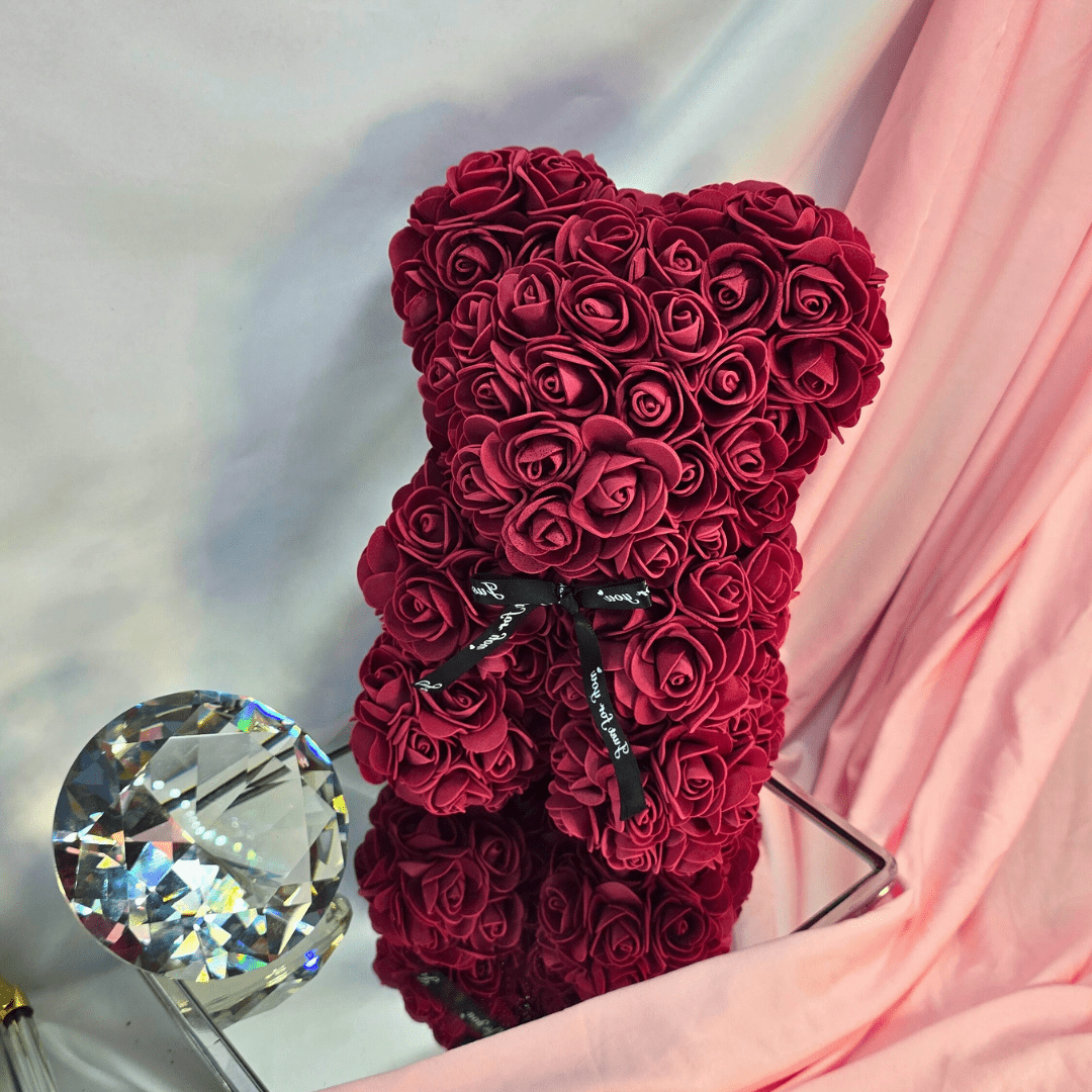 Luxury Burgundy Rose Bear Gift - Lumina Luxe - Gift Item - Coastal Charm Creators