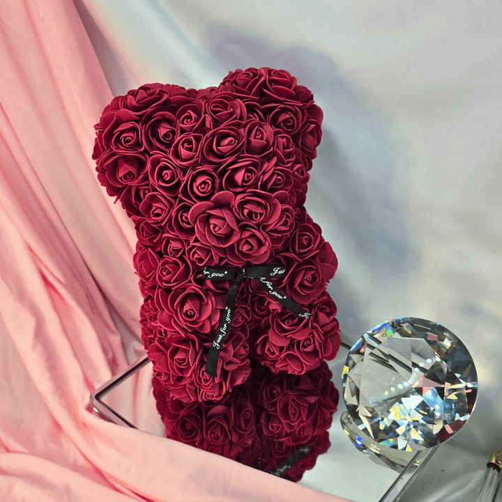 Luxury Burgundy Rose Bear Gift - Lumina Luxe - Gift Item - Coastal Charm Creators