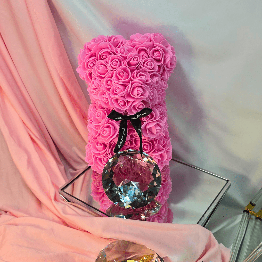 Luxury Pink Rose Bear Gift - Lumina Luxe - Gift Item - Coastal Charm Creators