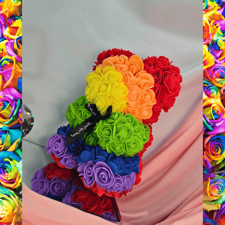 Luxury Rainbow Rose Bear Gift - Lumina Luxe - Gift Item - Coastal Charm Creators