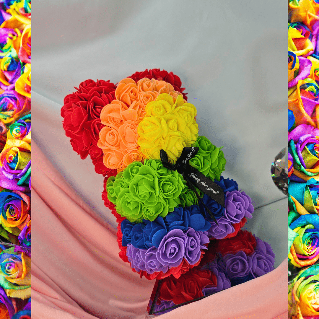 Luxury Rainbow Rose Bear Gift - Lumina Luxe - Gift Item - Coastal Charm Creators