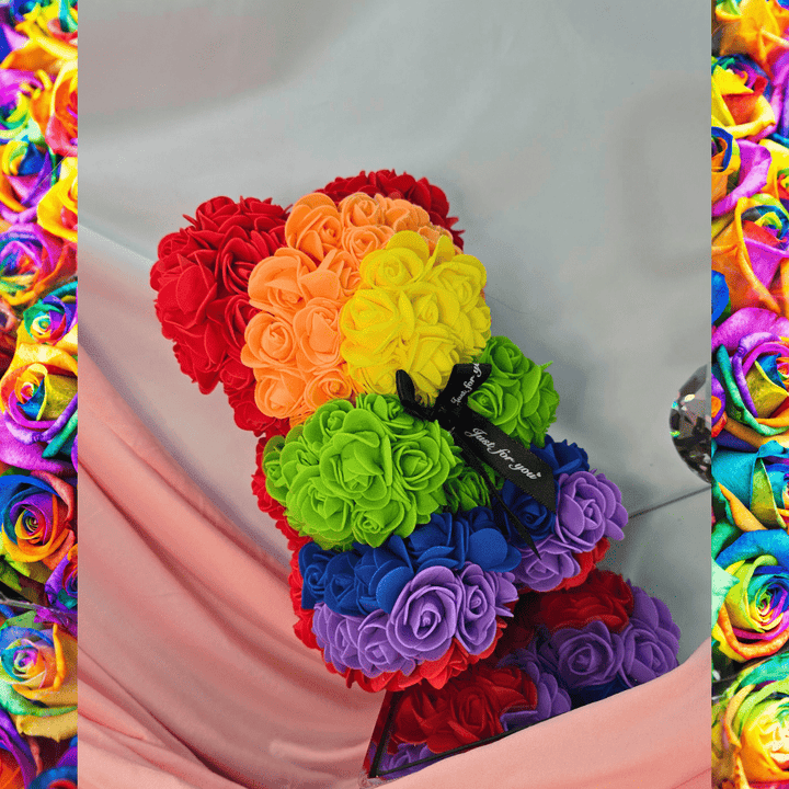 Luxury Rainbow Rose Bear Gift - Lumina Luxe - Gift Item - Coastal Charm Creators