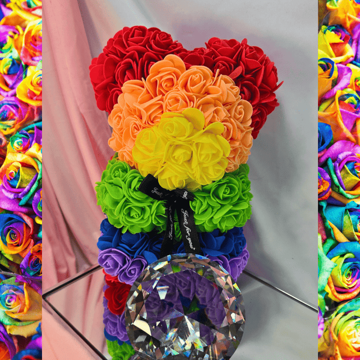 Luxury Rainbow Rose Bear Gift - Lumina Luxe - Gift Item - Coastal Charm Creators