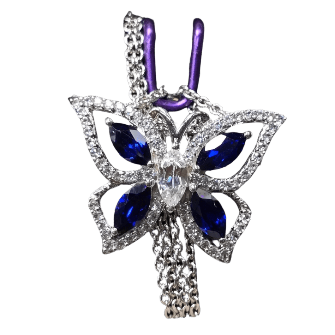 Majestic Flight: Sapphire Butterfly Pendant Necklace - Crown & Opal - Necklace - Coastal Charm Creators