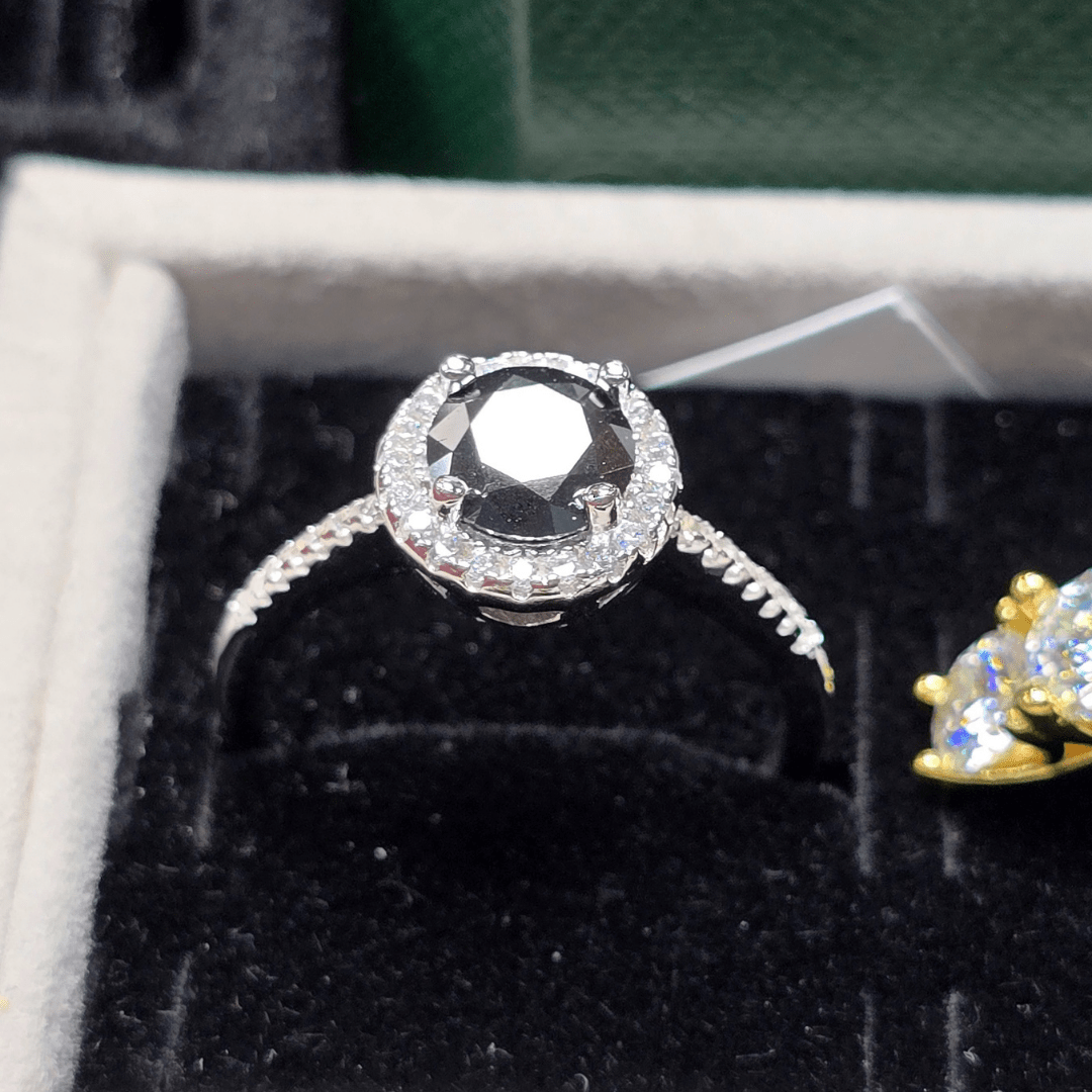 Midnight Elegance Engagement Ring - Diamond Dew - Ring - Coastal Charm Creators