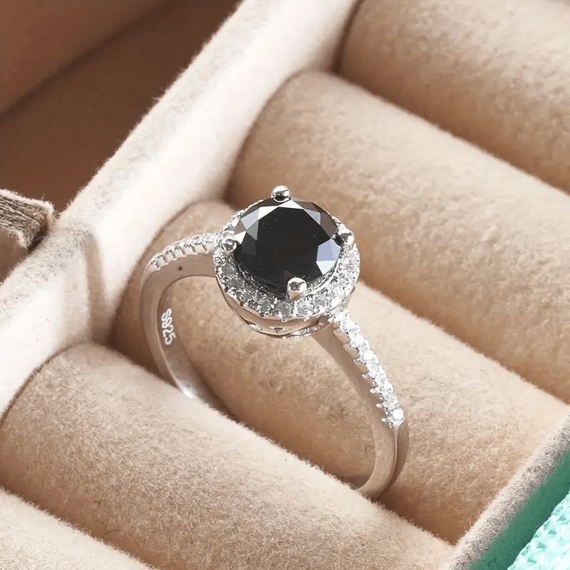 Midnight Elegance Engagement Ring - Diamond Dew - Ring - Coastal Charm Creators